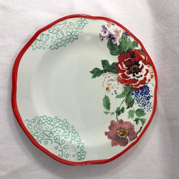 Pioneer Woman Bold Floral Pattern Red Replacement Stoneware Dinner Plate 10.5" - Picture 1 of 3